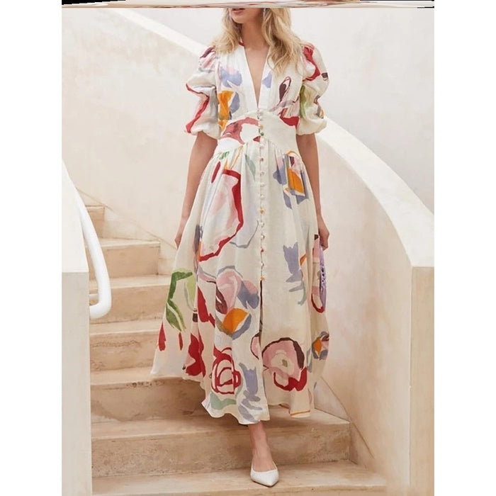 Bohemian Big Chiffon Printed Beach Dress