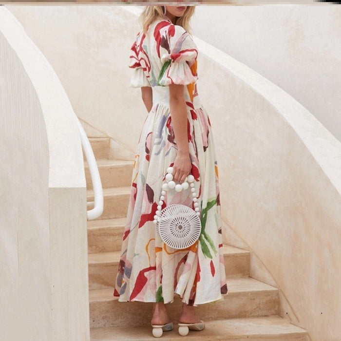 Bohemian Big Chiffon Printed Beach Dress