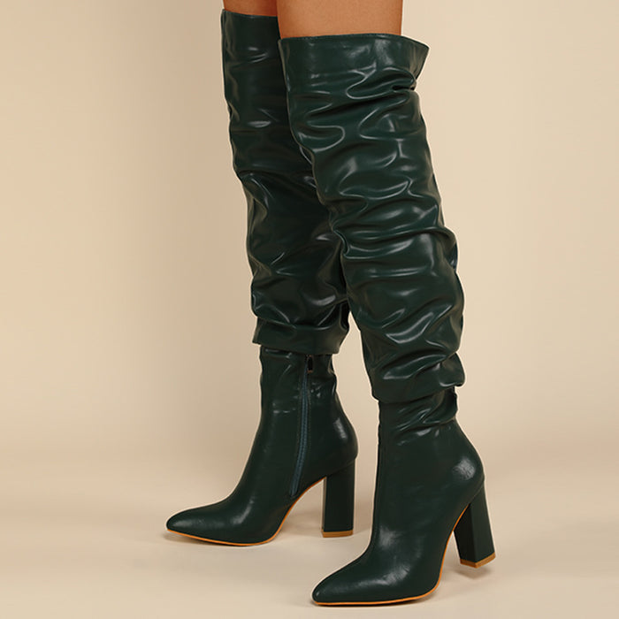 Chunky Heel High Leg Boot