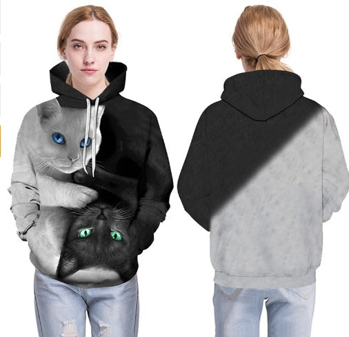 Cat Print Hoodie