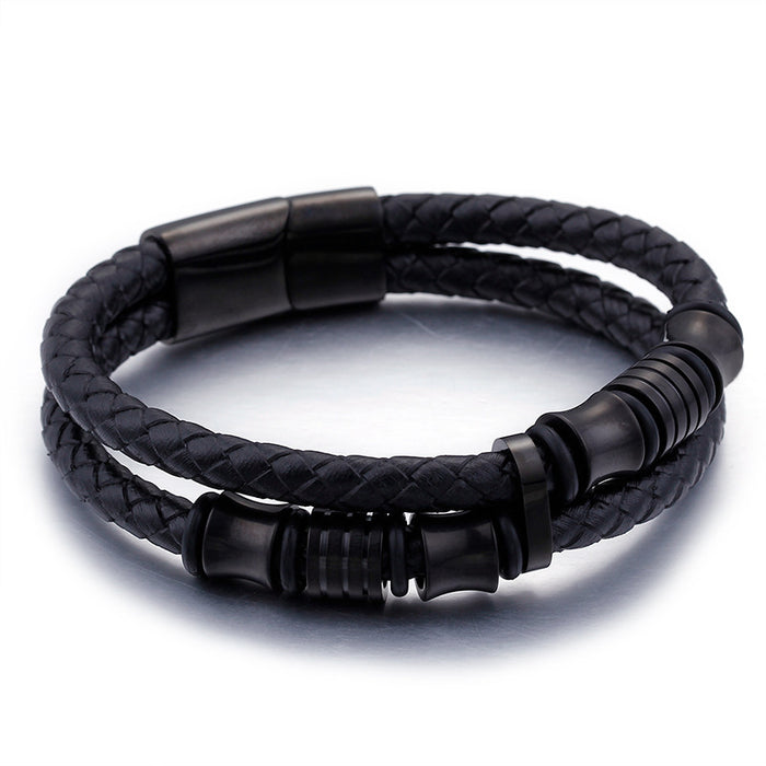 Stainless Steel Leather Bracelet