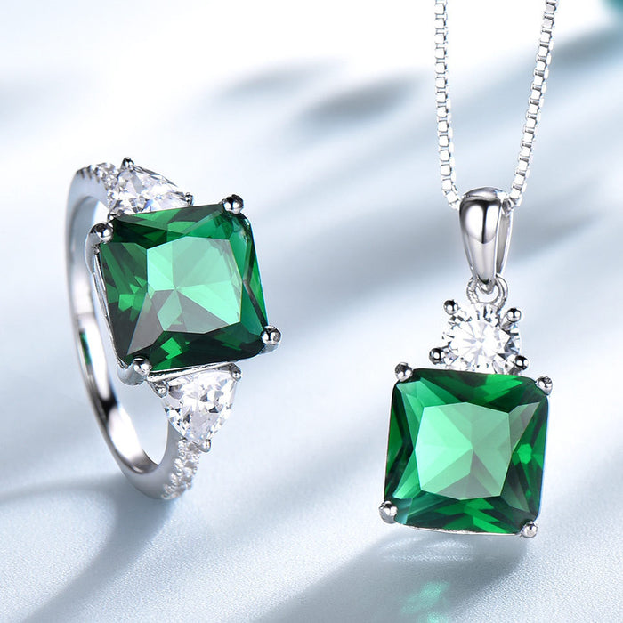 Sterling Silver Nano Emerald Pendant & Ring