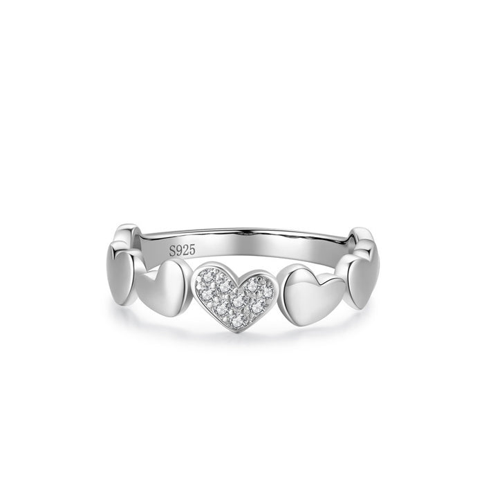 Heart-Shape Micro Rhinestone Ring