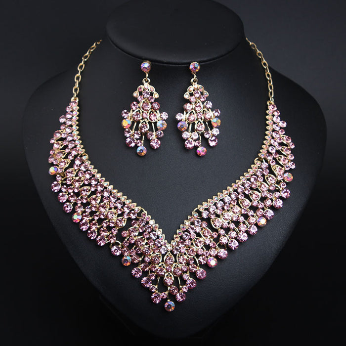 Creative Crystal Necklace Earring Set