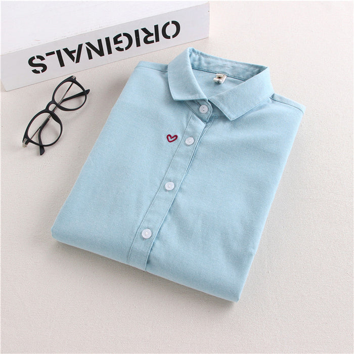 Embroidered Oxford-woven Top