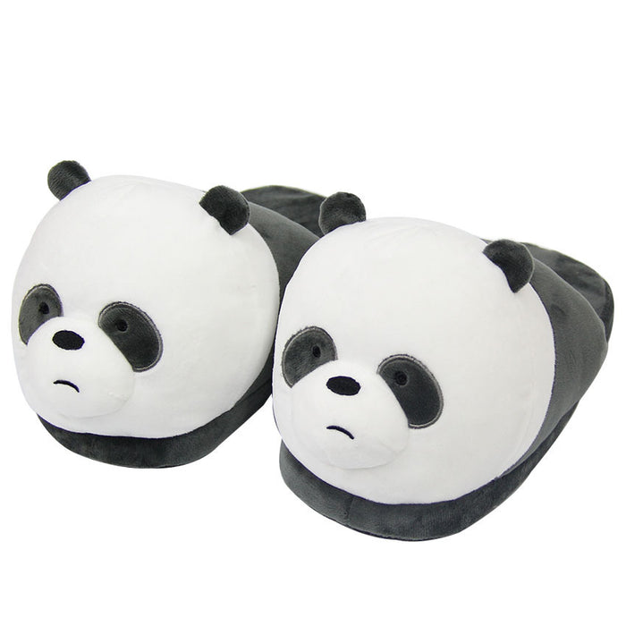 Cute Bear Plush Slippers Couple Home Warm Shoes