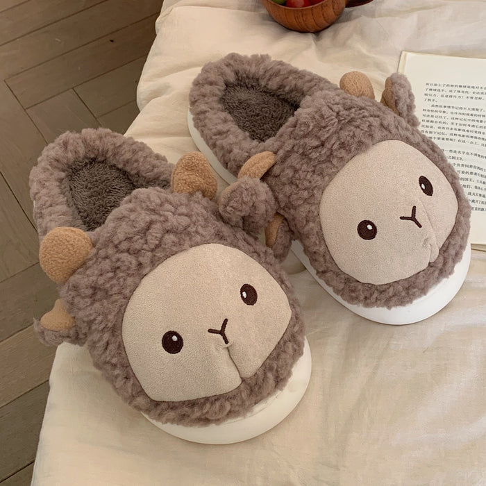 Cute Sheep Winter Bag Heel Warm Non Slip Slippers