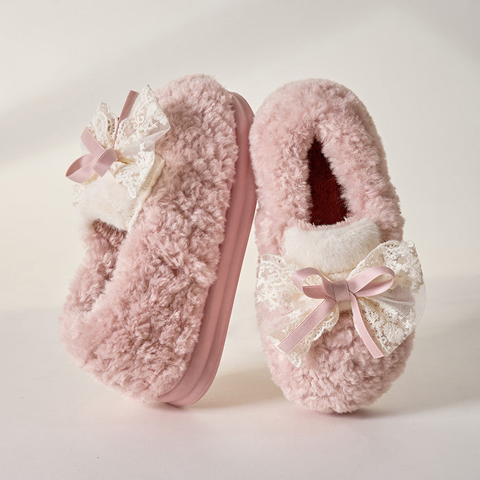 Cotton Women's Non-slip Bow Slippers