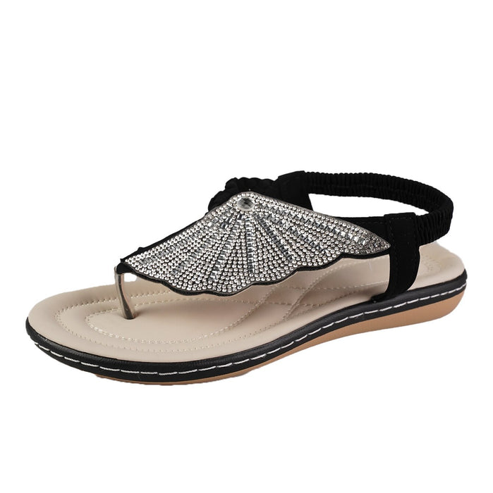 Rhinestone Shell Flip-Flops