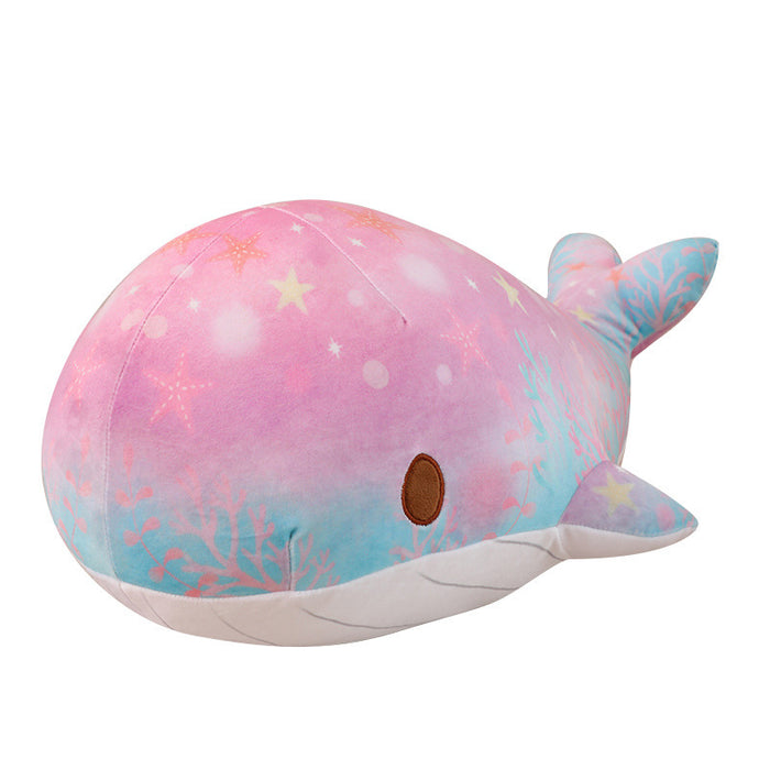 Cute Chubby Doodle Soft And Adorable Dream Starry Sky Colorful Whale Plush Pillow