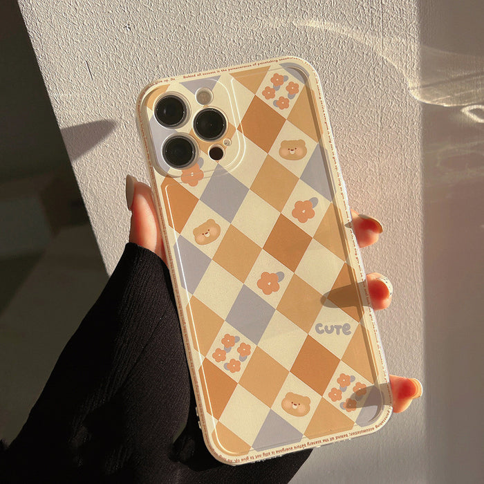 Luxury Laser Soft Phone Case INS Fashion Geometric Rhombus Grid Cover