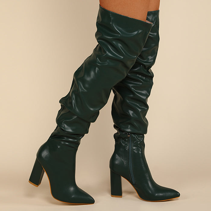 Chunky Heel High Leg Boot