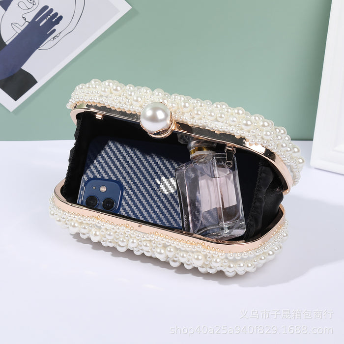 Women's Pearl Dinner Bag Soft Surface Lock Clutch