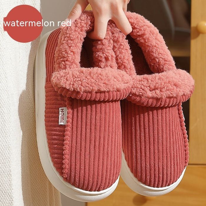 Women's Ankle Wrap Cotton Slippers Fleece-lined Warm Slugged Bottom