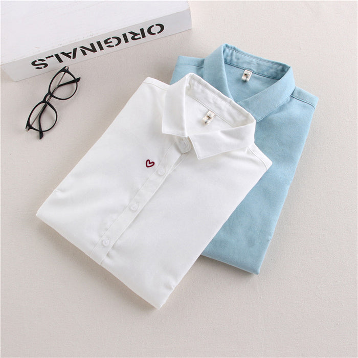 Embroidered Oxford-woven Top