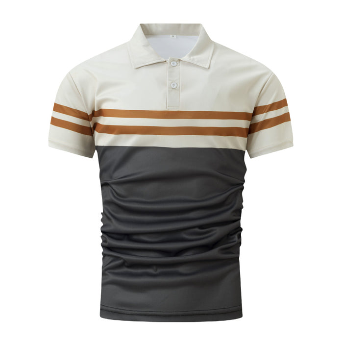 Stripe Printed Casual Polo Shirt