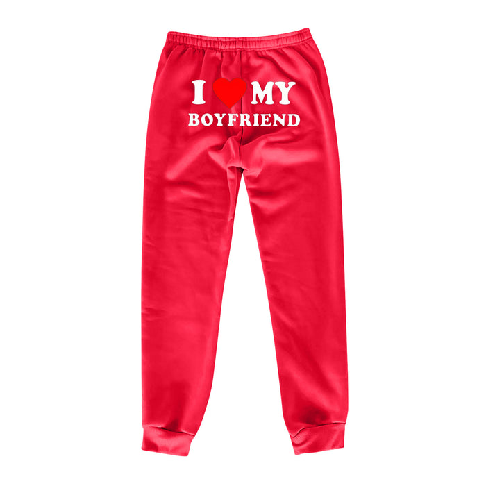 I Love MY BOYFRIEND Printed Trousers Casual Sweatpants Unisex