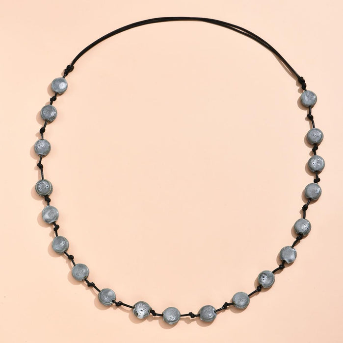 Flat Beads Long Necklace