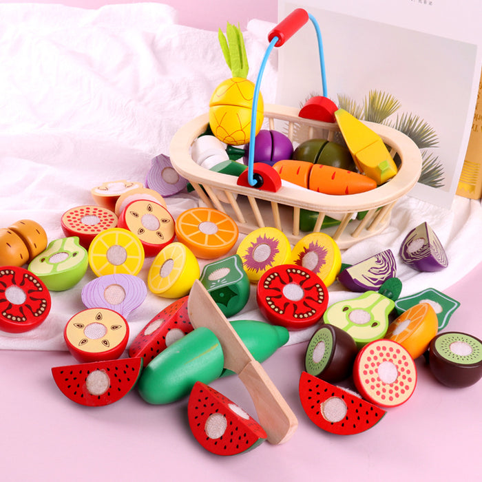 Wooden Vegetable Magnetic Children's Play House Cut Fruit Toys