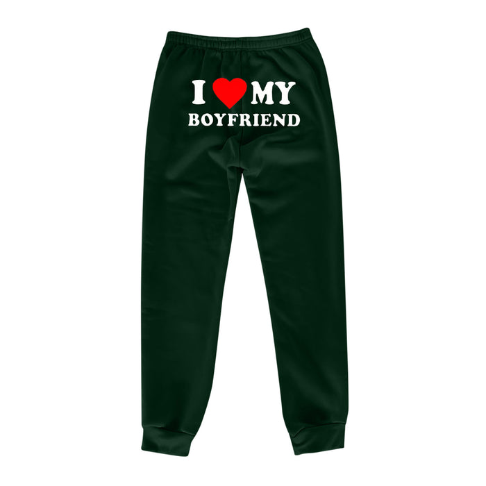 I Love MY BOYFRIEND Printed Trousers Casual Sweatpants Unisex