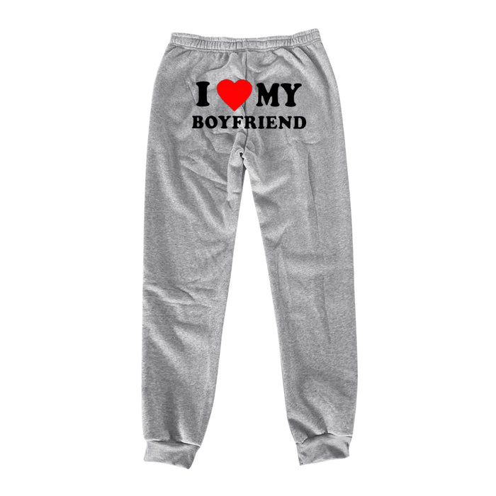 I Love MY BOYFRIEND Printed Trousers Casual Sweatpants Unisex