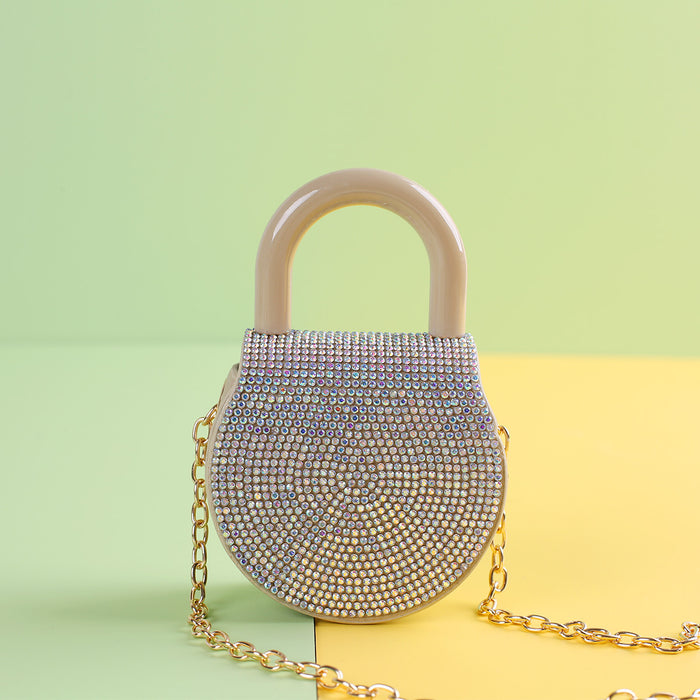 Handle Advanced Small Round Bag Simple With Diamond