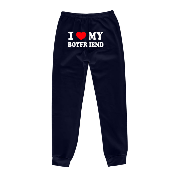 I Love MY BOYFRIEND Printed Trousers Casual Sweatpants Unisex