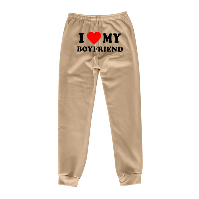 I Love MY BOYFRIEND Printed Trousers Casual Sweatpants Unisex