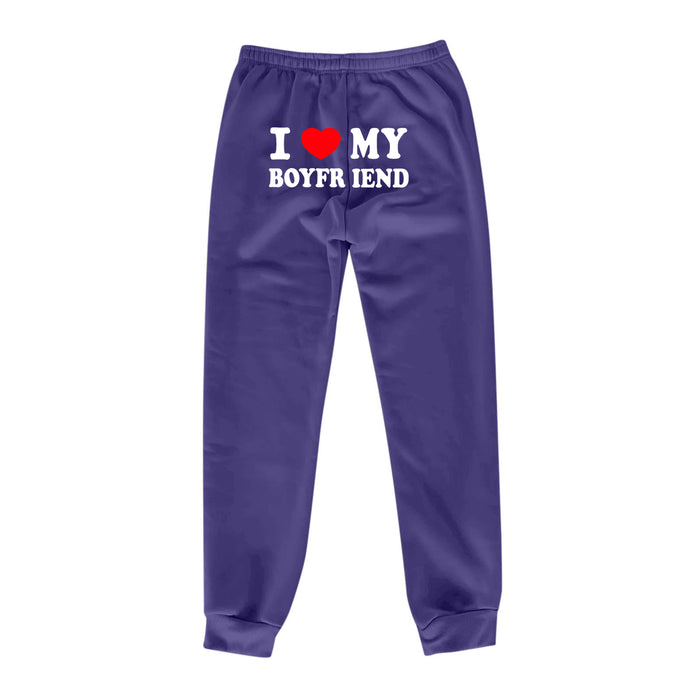 I Love MY BOYFRIEND Printed Trousers Casual Sweatpants Unisex