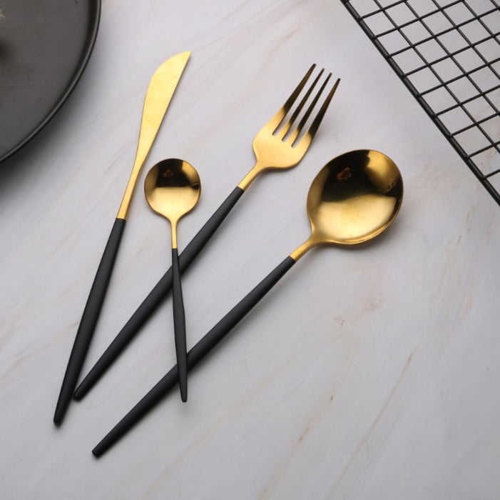 Black And Gold Stainless Steel Cutlery