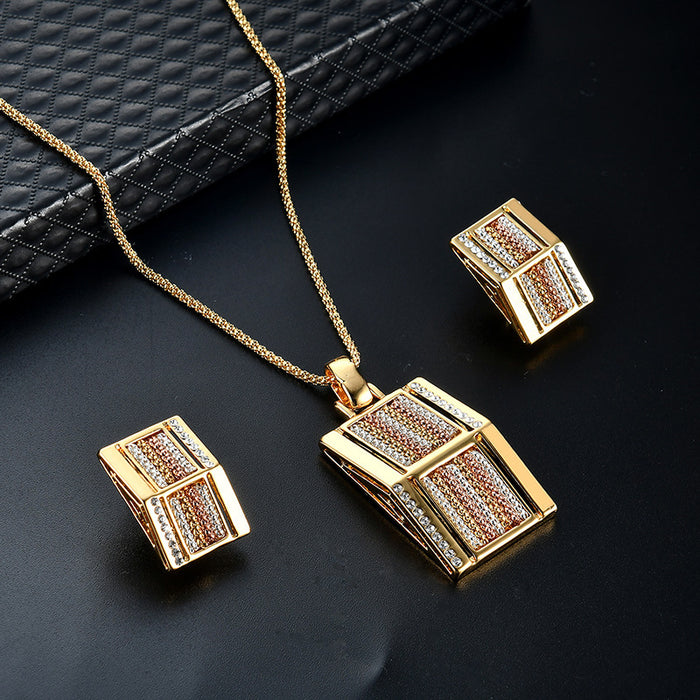 Square Alloy Two-piece Jewelry