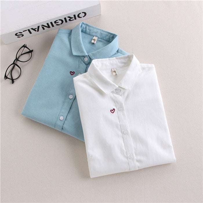 Embroidered Oxford-woven Top