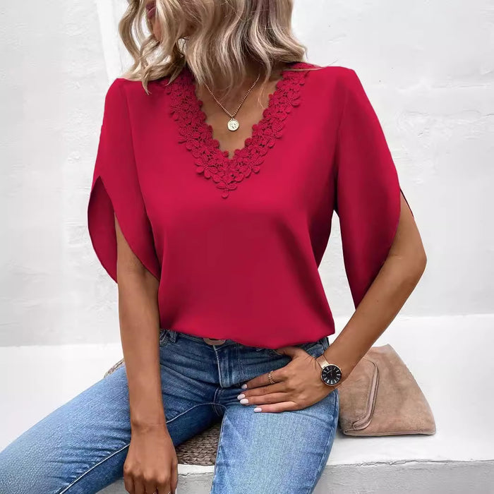 Lace Flared Sleeves Top