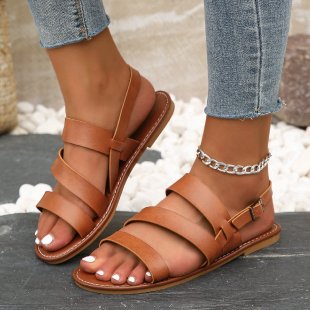 Round Toe Flat Sandals