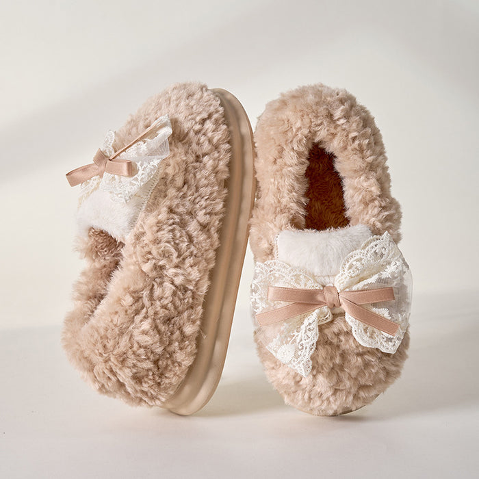 Cotton Women's Non-slip Bow Slippers