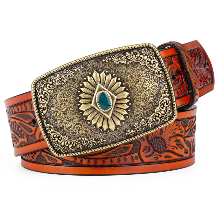 Grass Embossed Leather Belt