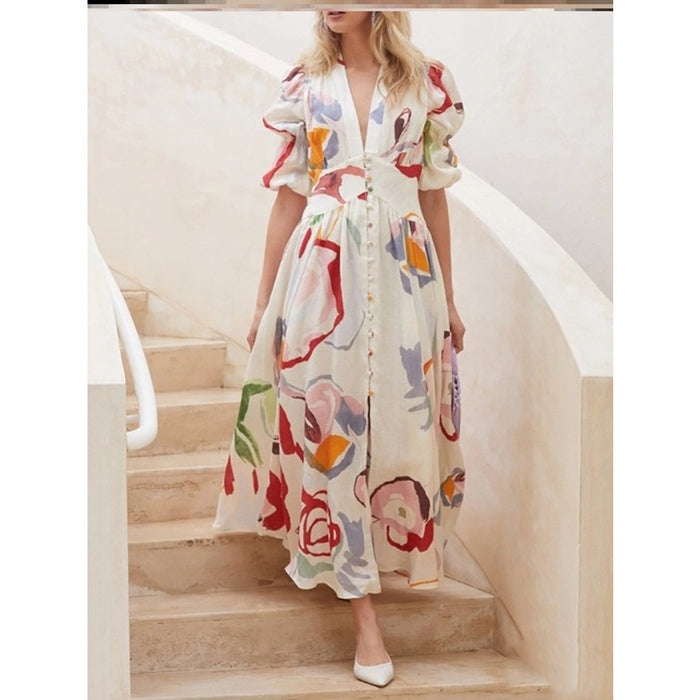 Bohemian Big Chiffon Printed Beach Dress