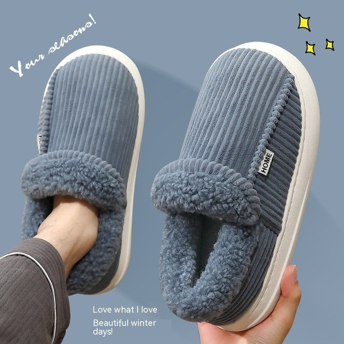 Women's Ankle Wrap Cotton Slippers Fleece-lined Warm Slugged Bottom