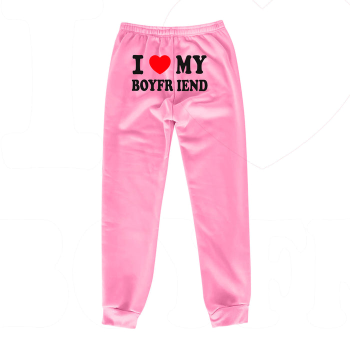 I Love MY BOYFRIEND Printed Trousers Casual Sweatpants Unisex