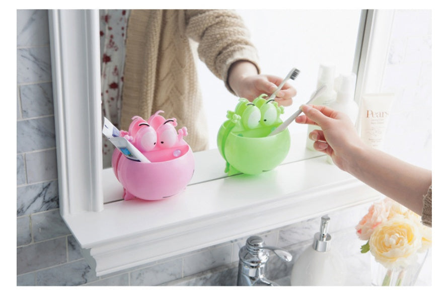 Creative Cartoon Frog Toothbrush Holder Bathroom Suction Cup