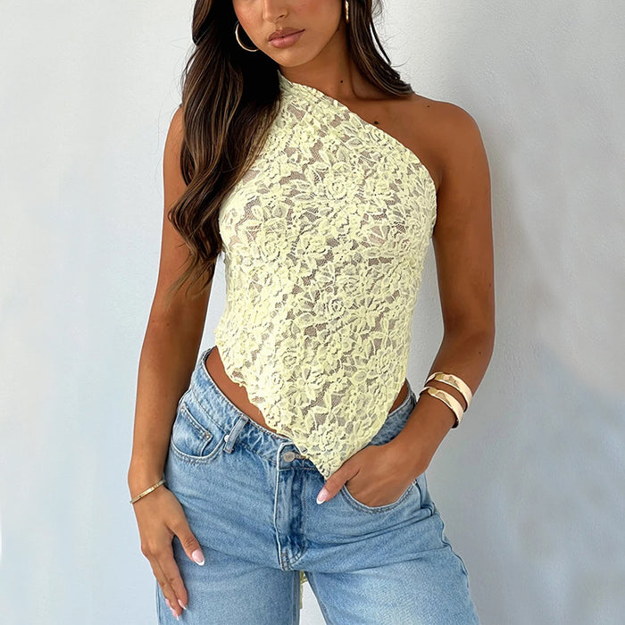 Ins Lace Backless Top