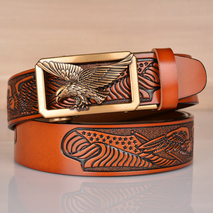 Leather Belt Eagle Embossed