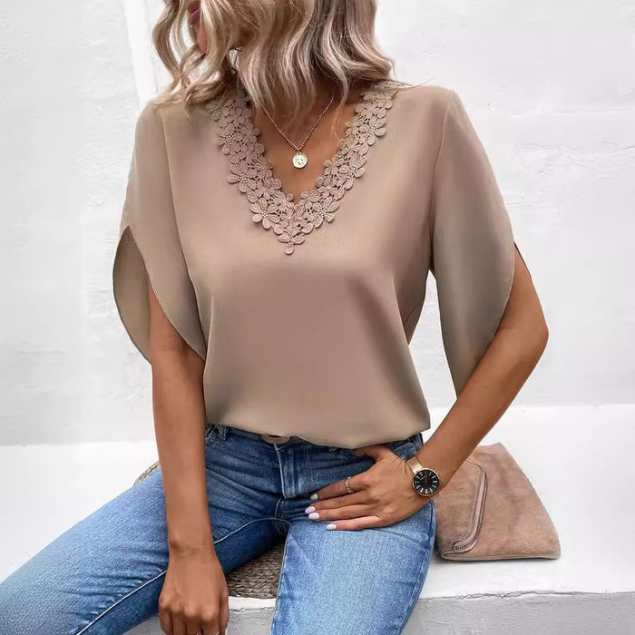 Lace Flared Sleeves Top