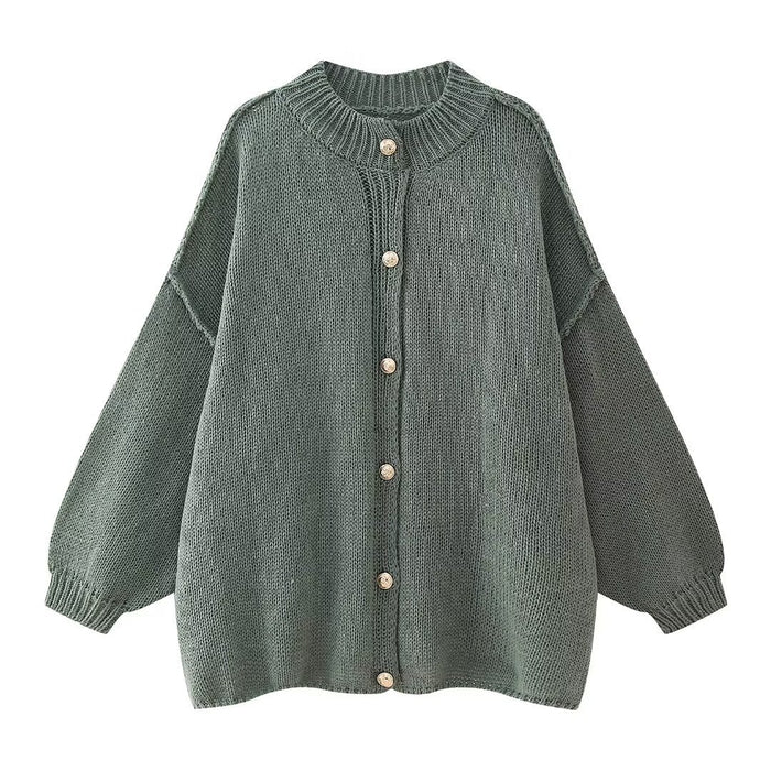 Metal Button Loose Cardigan