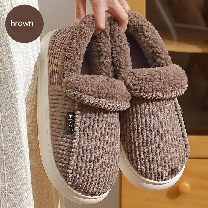 Women's Ankle Wrap Cotton Slippers Fleece-lined Warm Slugged Bottom