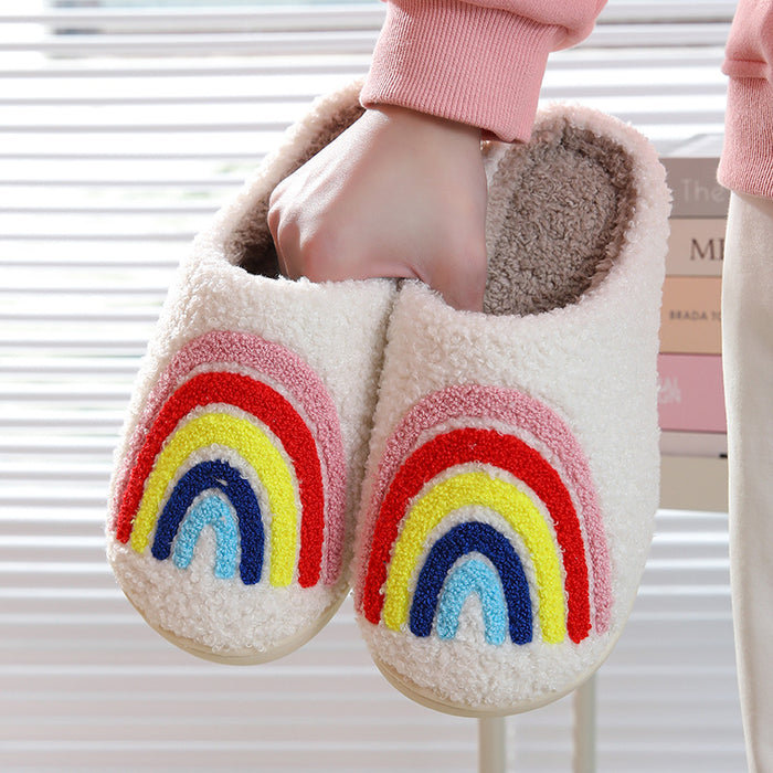 Couple Rainbow Warm Winter Cotton Slippers