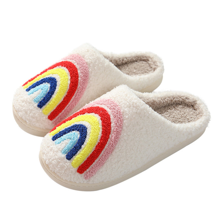 Couple Rainbow Warm Winter Cotton Slippers