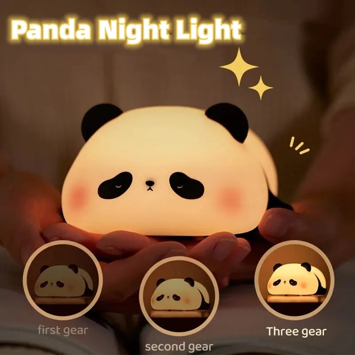 Panda Night Lights For Kids Cute Animal Silicone  Rechargeable Lamp