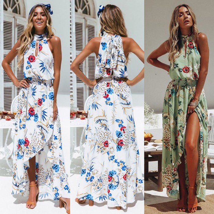 Flowers Print Dress Bohemian Style Long Dress Summer