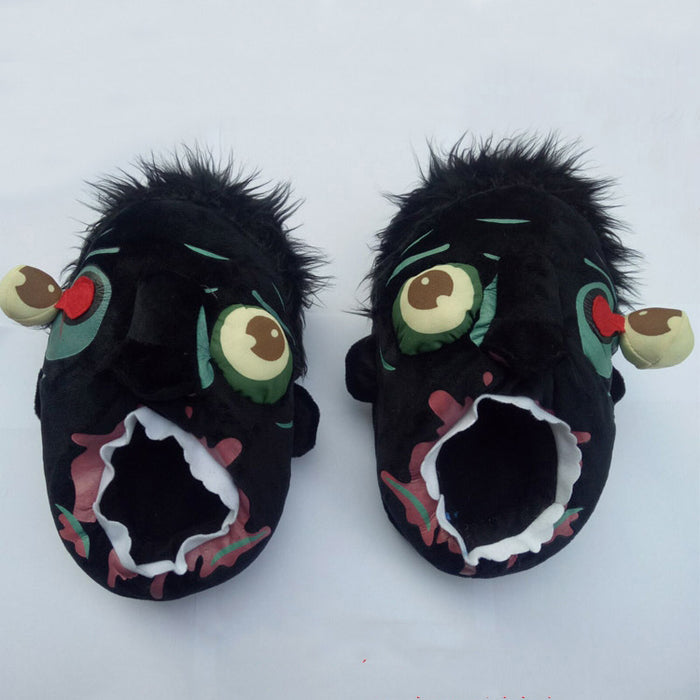 Halloween Cartoon Zombie-monster House Winter Funny Thick Non-slip Warm Cotton Slippers